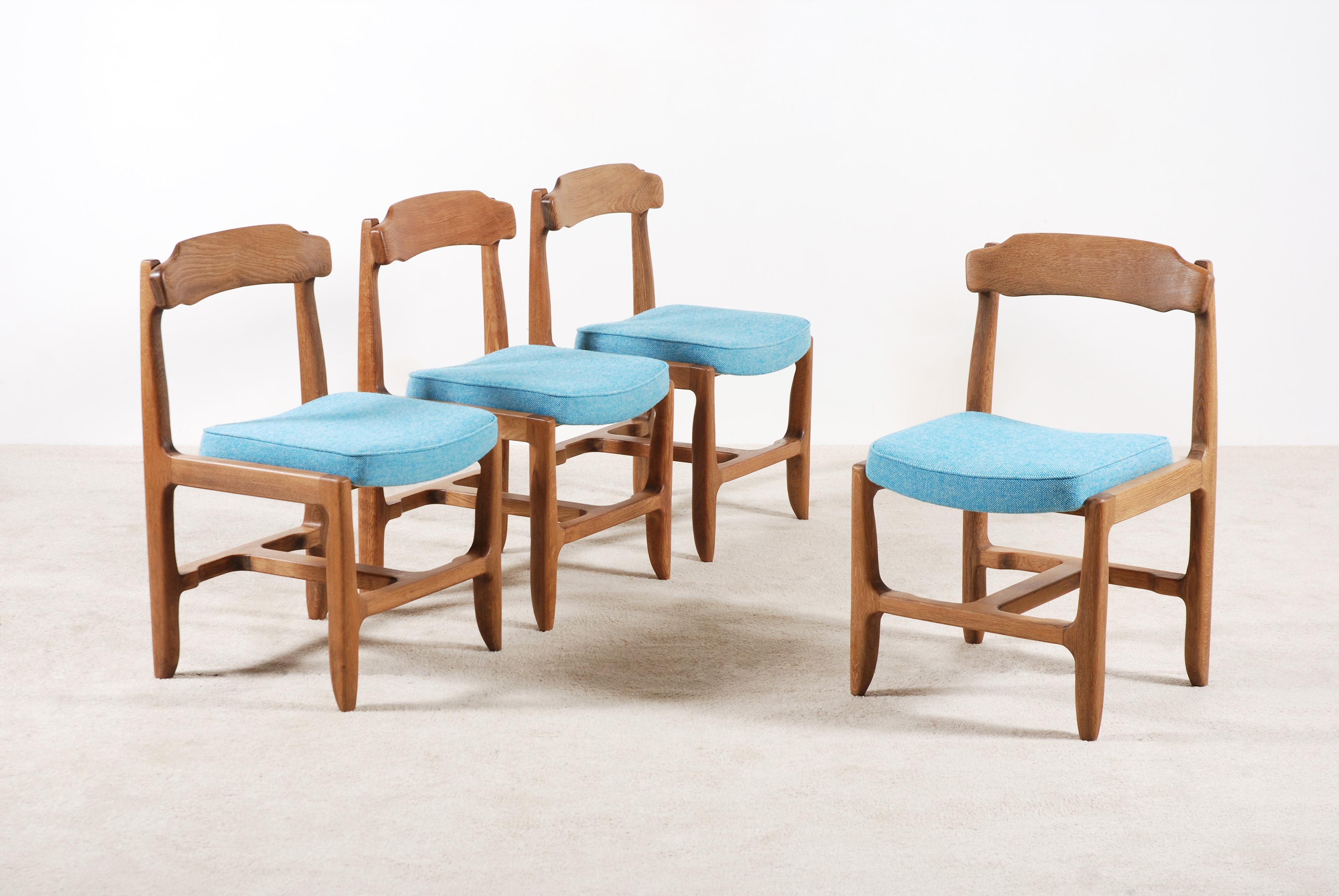 Mid-Century Modern Guillerme et Chambron, ensemble de 4 chaises « Véronique », pour Votre Maison, 1960 en vente
