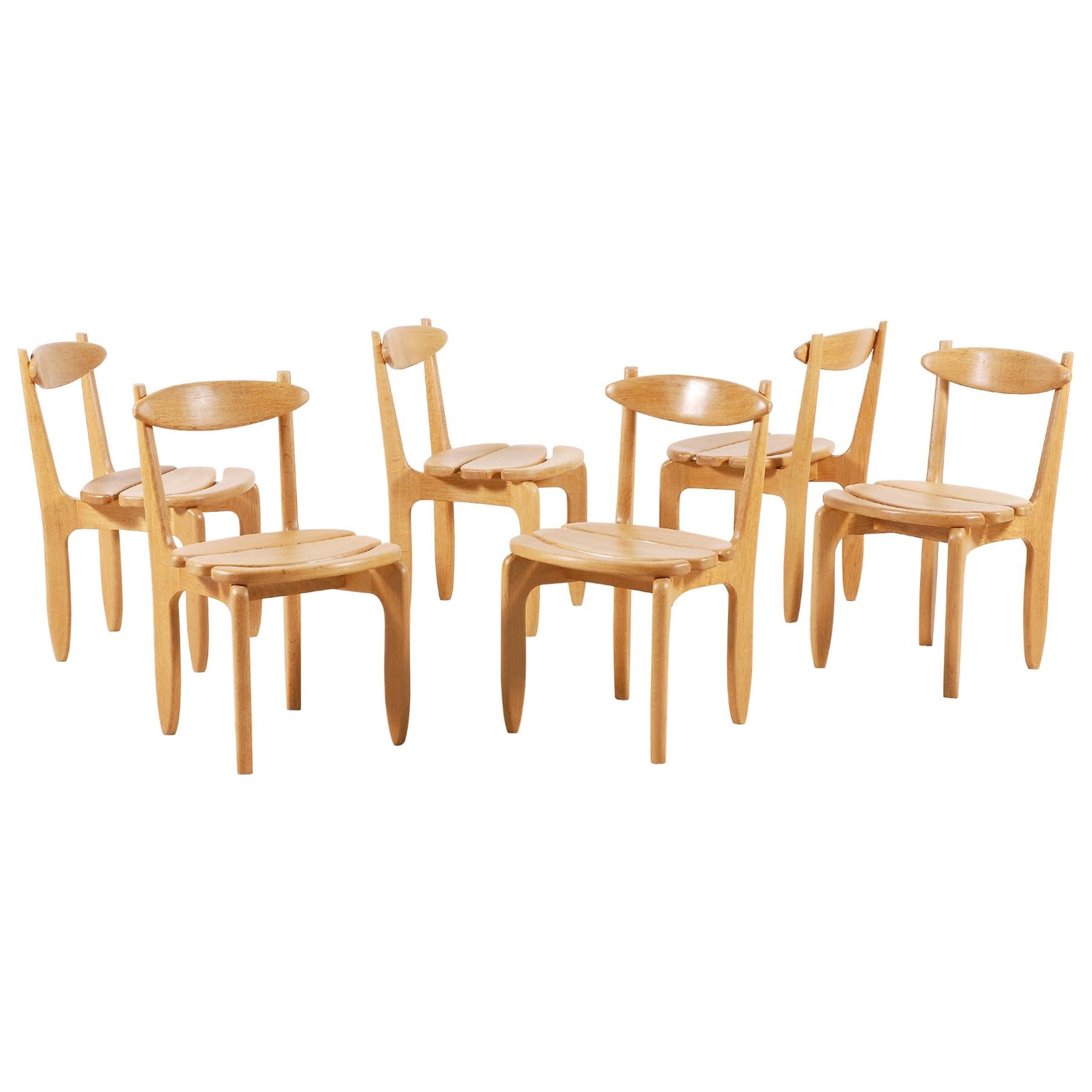 Guillerme and Chambron, Set of 6 "Thierry" Dining Chairs, for Votre Maison, 1960
