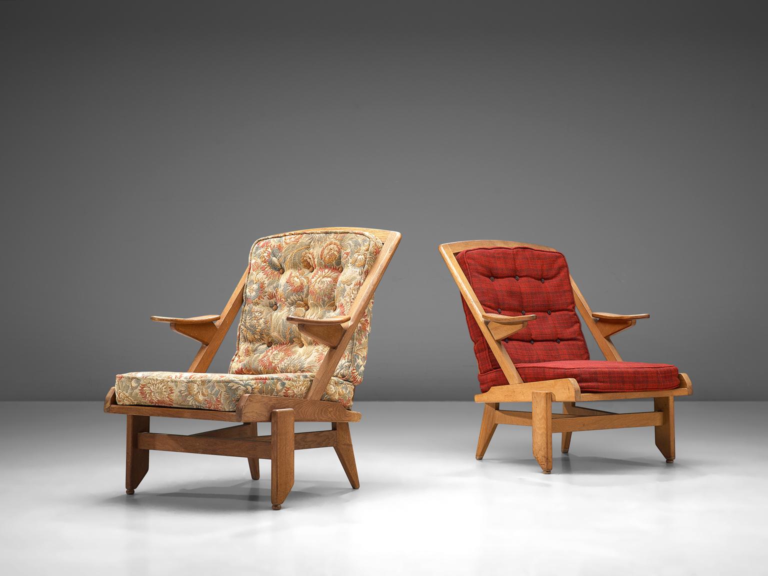 Mid-Century Modern Guillerme and Chambron, Set of Lounge Chairs, France, 1950s