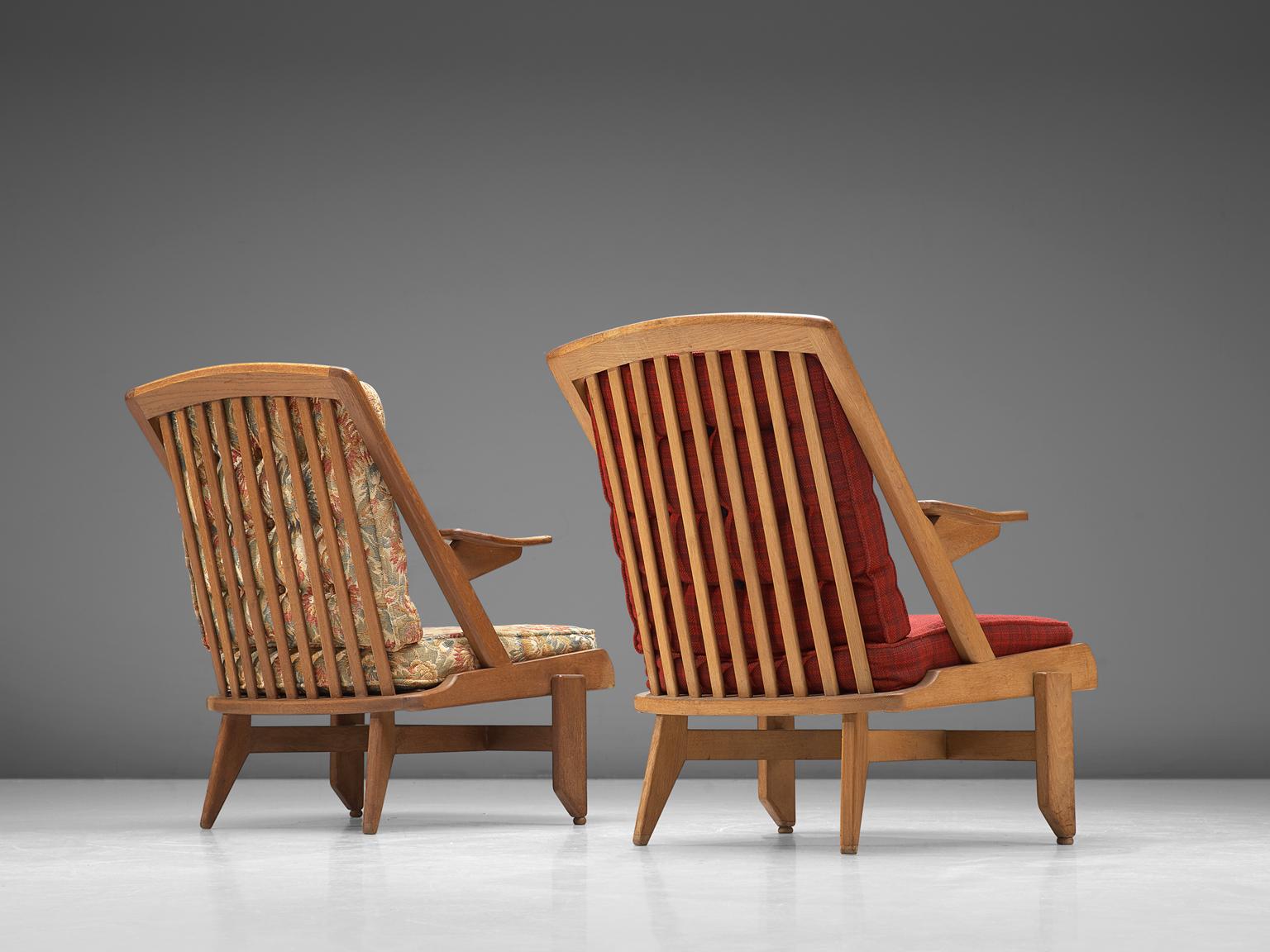 French Guillerme and Chambron, Set of Lounge Chairs, France, 1950s