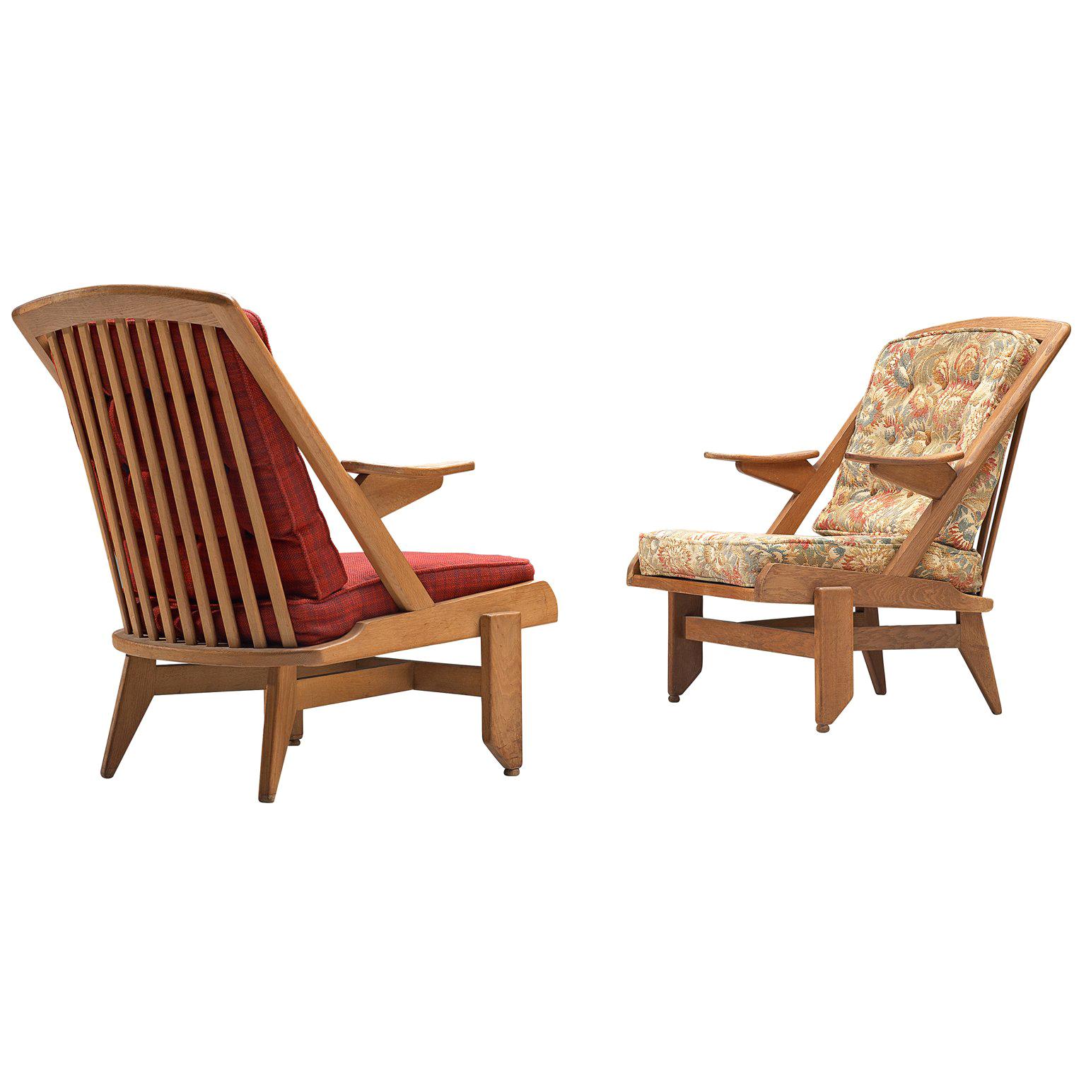 Guillerme and Chambron, Set of Lounge Chairs, France, 1950s