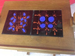 Guillerme e Chambron, Tavolino in Oak e ceramica, circa 1960