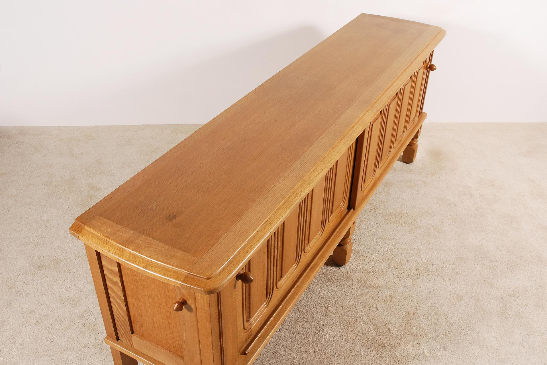 Guillerme and Chambron, Sliding Doors Sideboard in Oak, 1960s 2