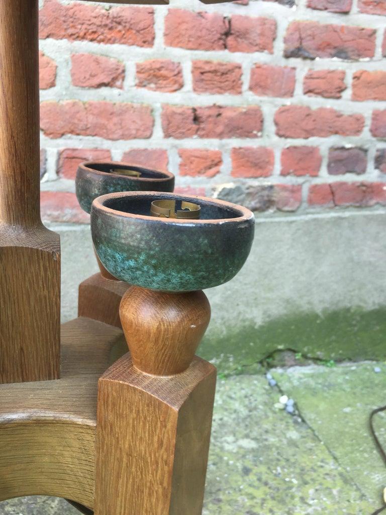 Lampada da terra piccola di Guillerme e Chambron in Oak, 
