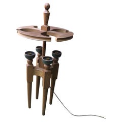 Guillerme and Chambron small floor lamp in Oak, " Votre Maison"