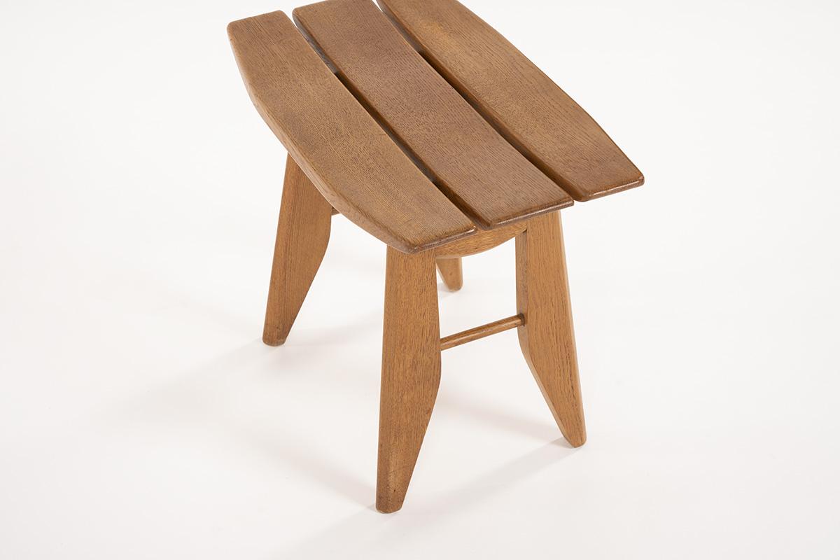 Guillerme and Chambron Solid Oak Stool by Votre Maison, 1950 2