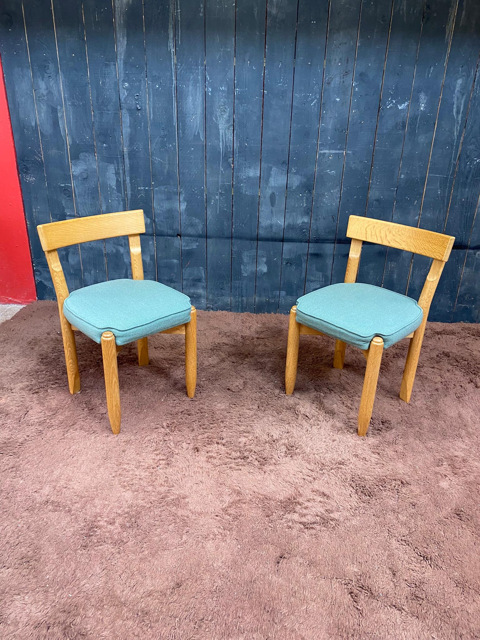 Mid-Century Modern Guillerme and Chambron, Suite of 6 Chairs, circa 1970 For Sale