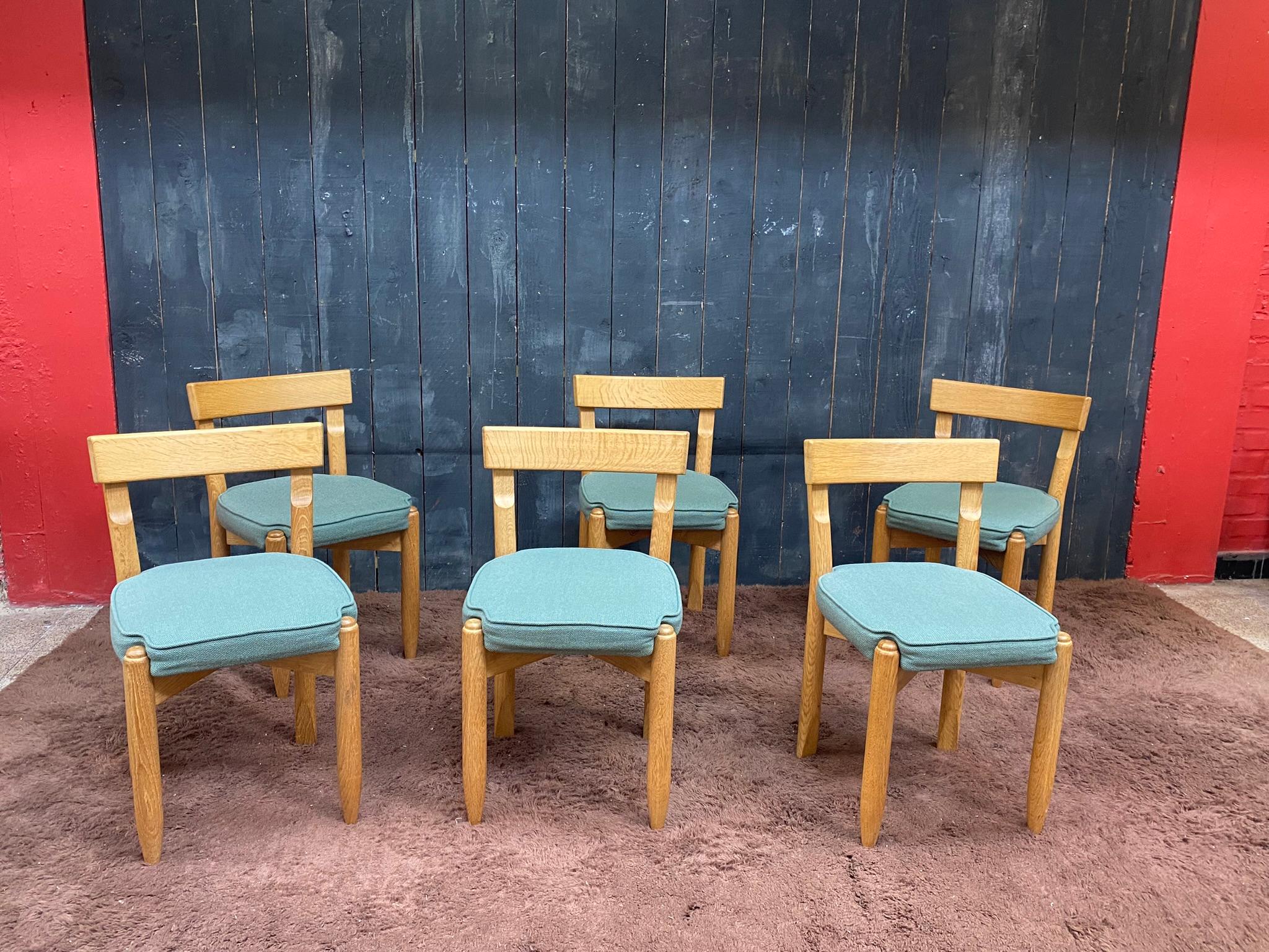 French Guillerme and Chambron, Suite of 6 Chairs, circa 1970 For Sale