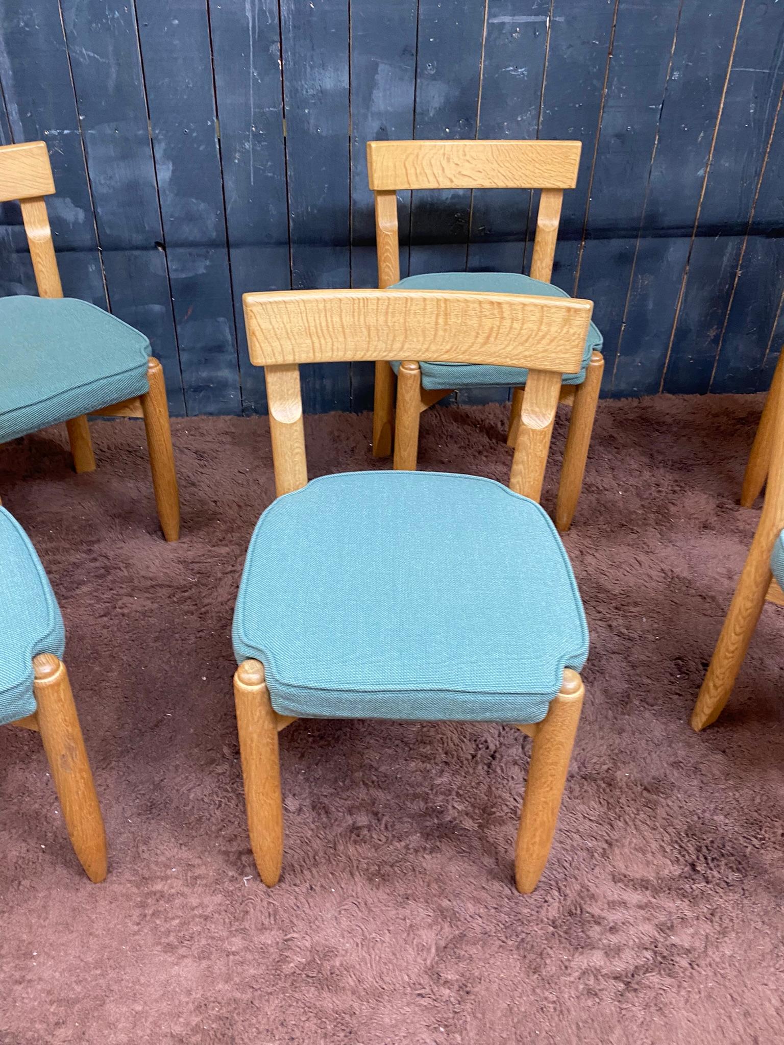Français Guillerme and Chambron, Suite de 6 chaises, circa 1970 en vente