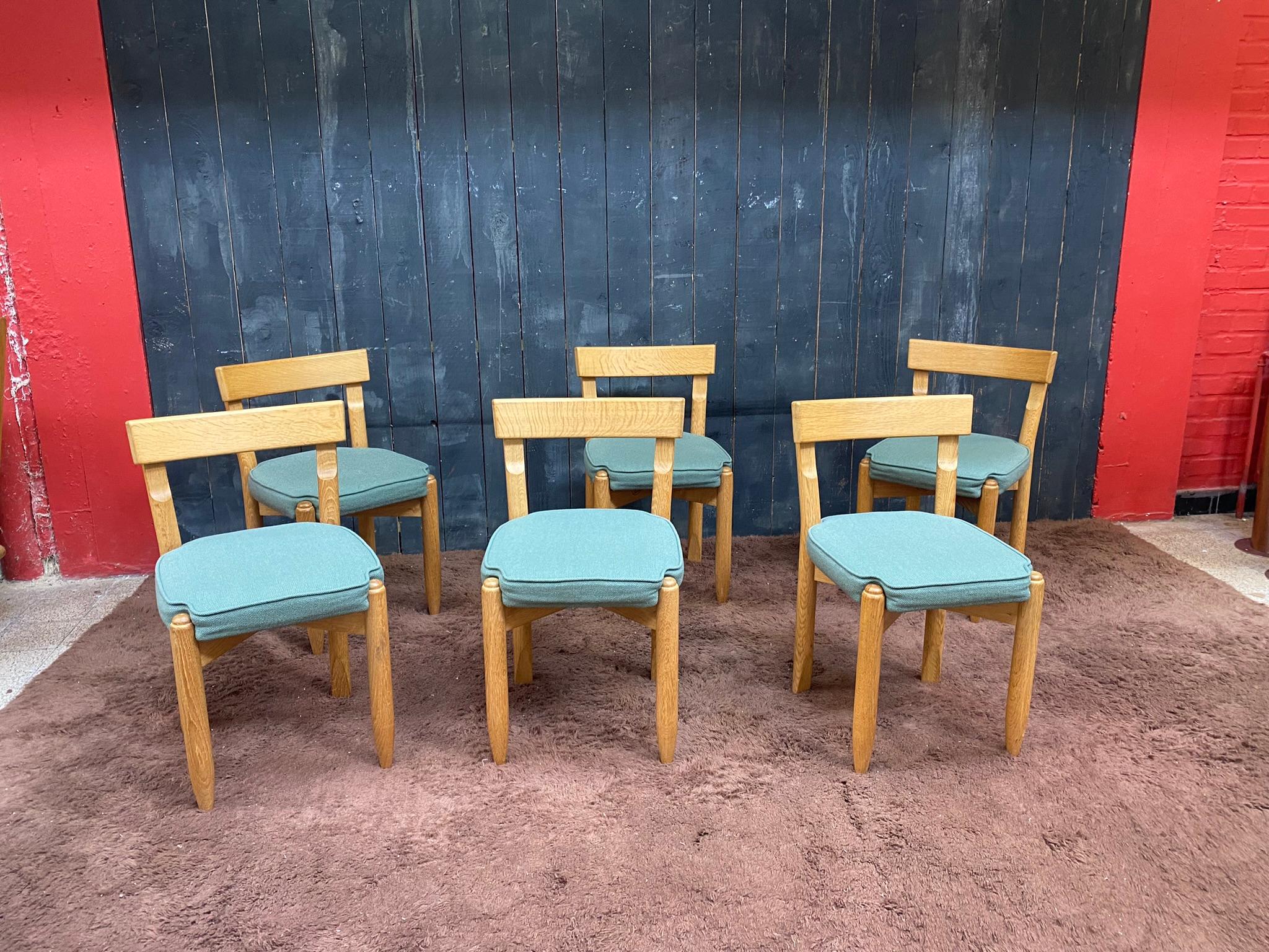 Late 20th Century Guillerme and Chambron, Suite of 6 Chairs, circa 1970 For Sale