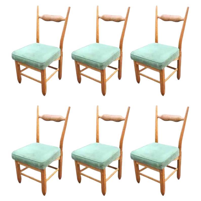 Guillerme and Chambron, Suite of 6 Chairs, Edition Votre Maison , circa 1970 For Sale