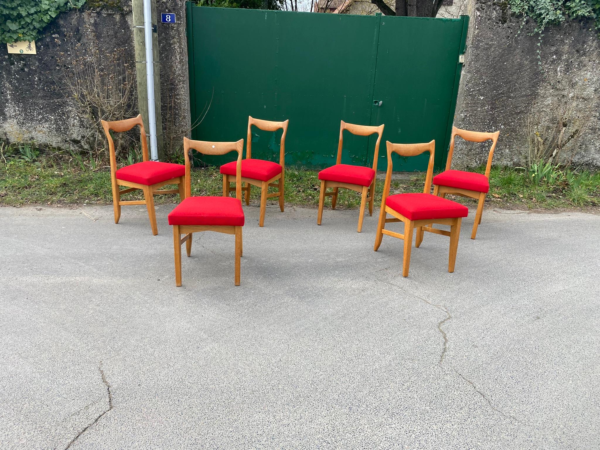 Guillerme et Chambron, Suite de 6 chaises modèle 