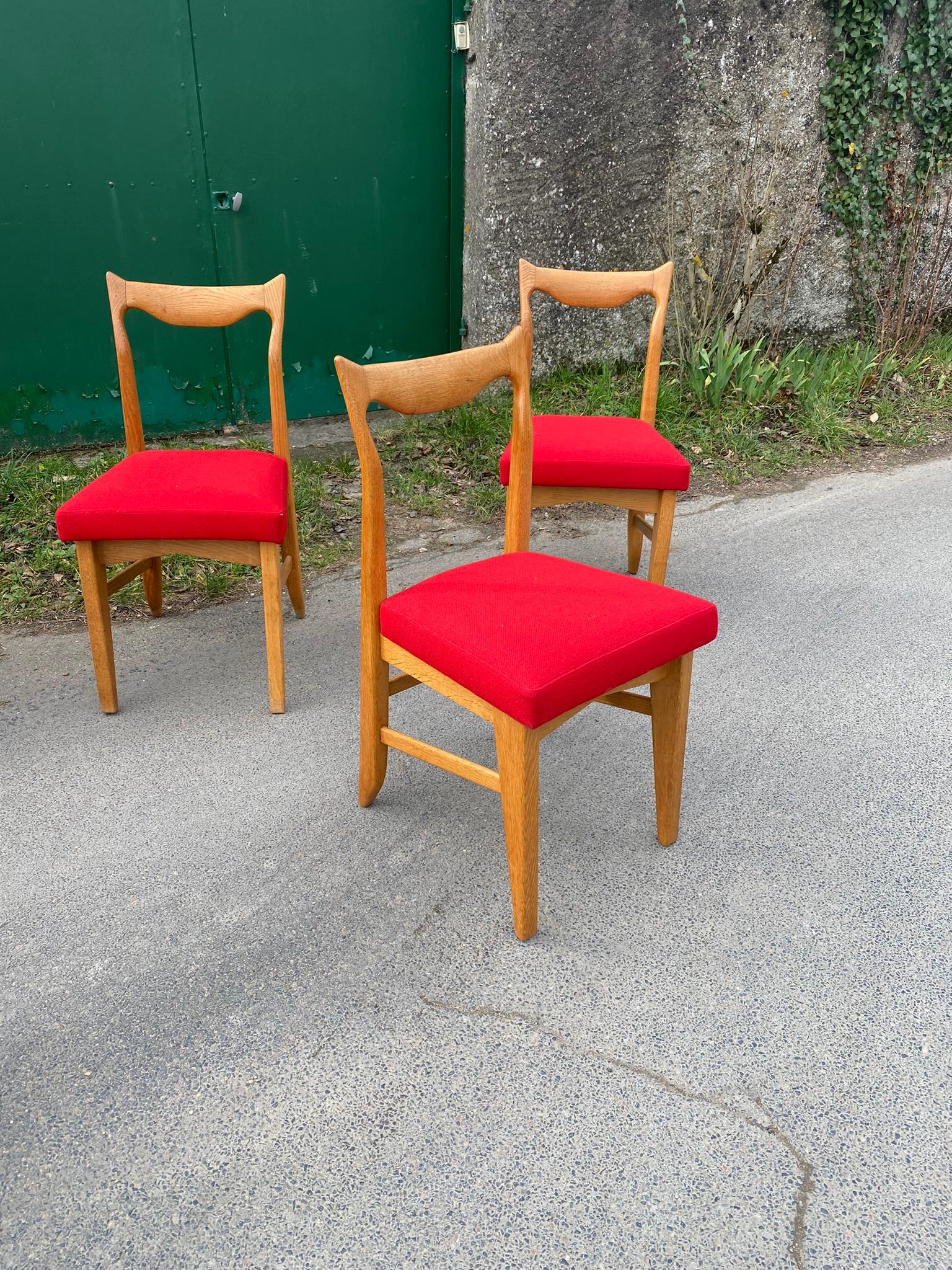 Mid-Century Modern Guillerme et Chambron, ensemble de 6 chaises modèle « Marie-Claire », vers 1970 en vente