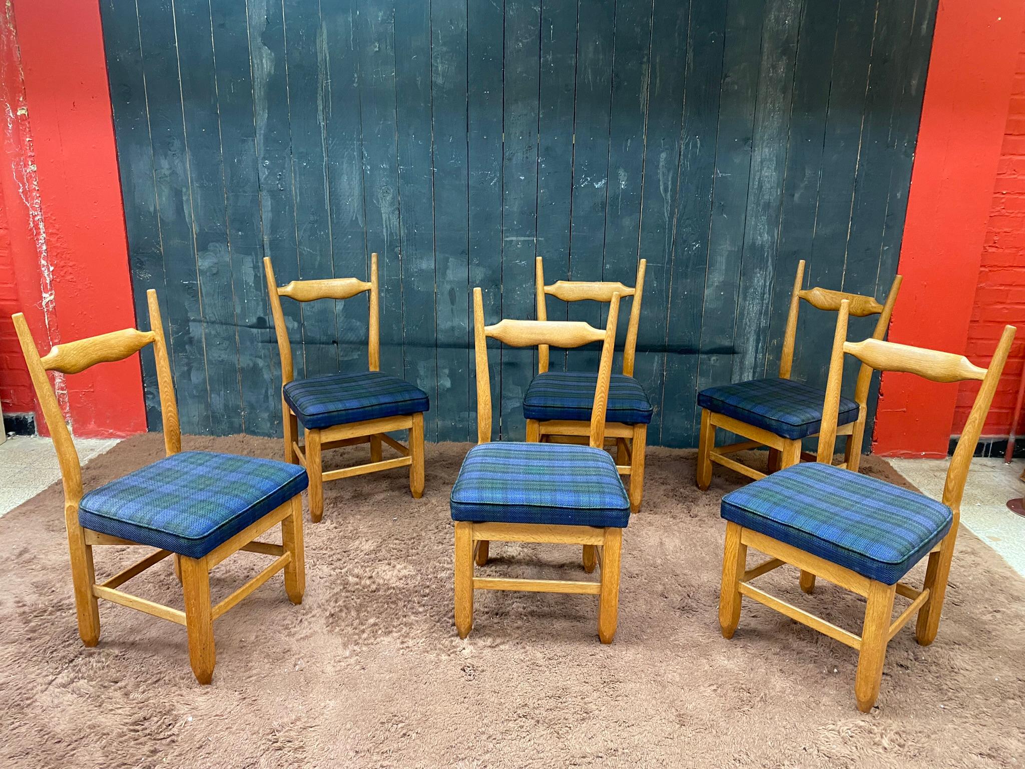 Mid-Century Modern Guillerme and Chambron, Suite of 6 Chairs Model 