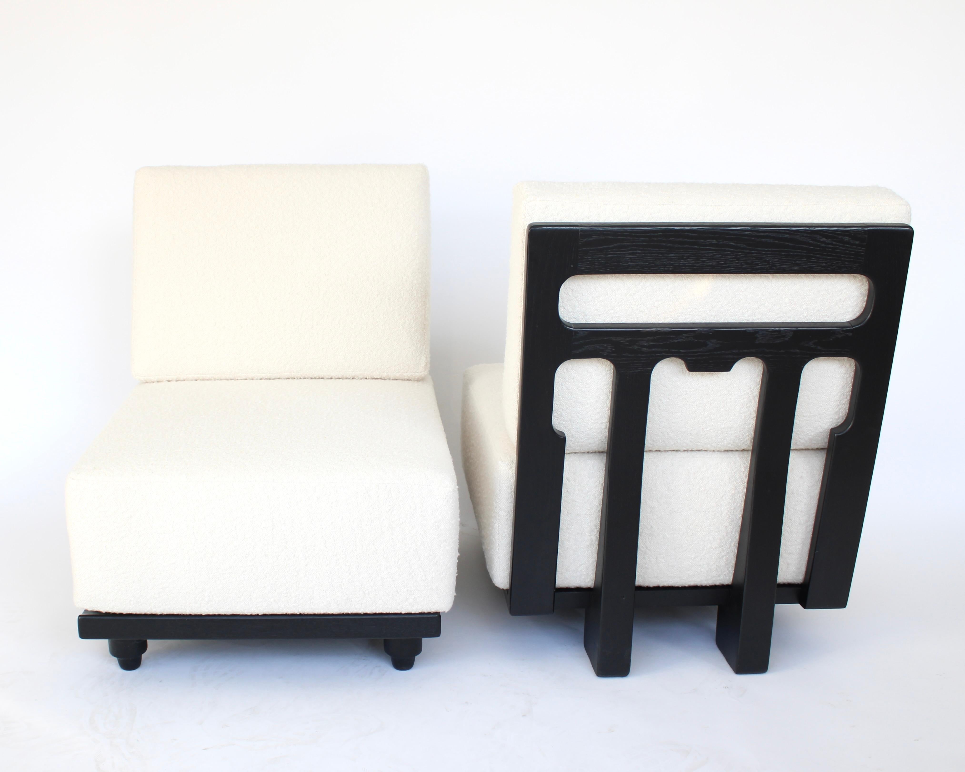 Guillerme and Chambron Votre Maison Paire de chaises longues Modèle Elmyre Ebonisé en vente 6