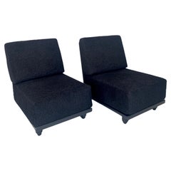 Guillerme and Chambron Votre Maison Pair of Lounge Chairs Model Elmyre Ebonized