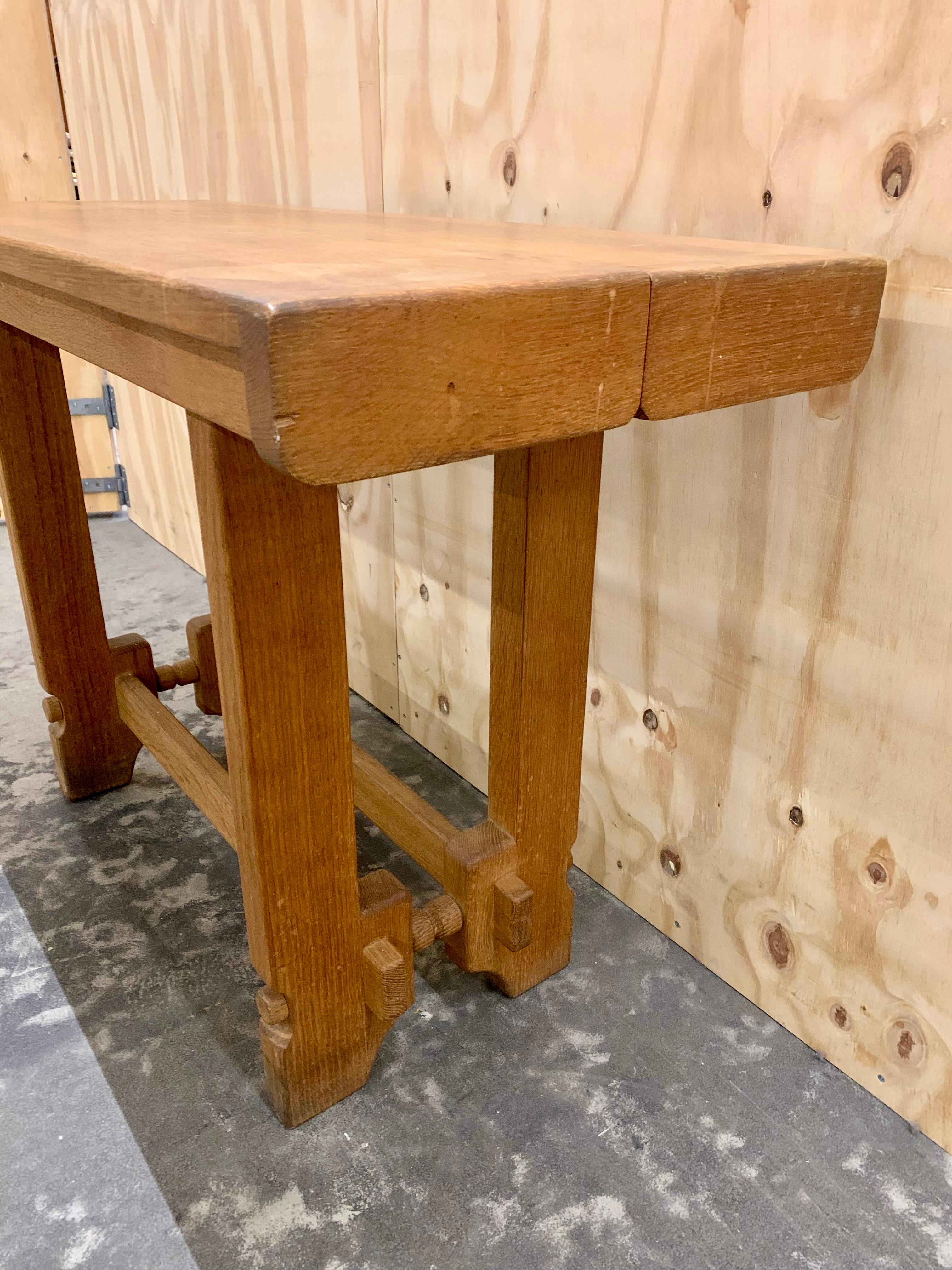 Mid-20th Century Guillerme & Chambron 1960s Oak Console For Sale