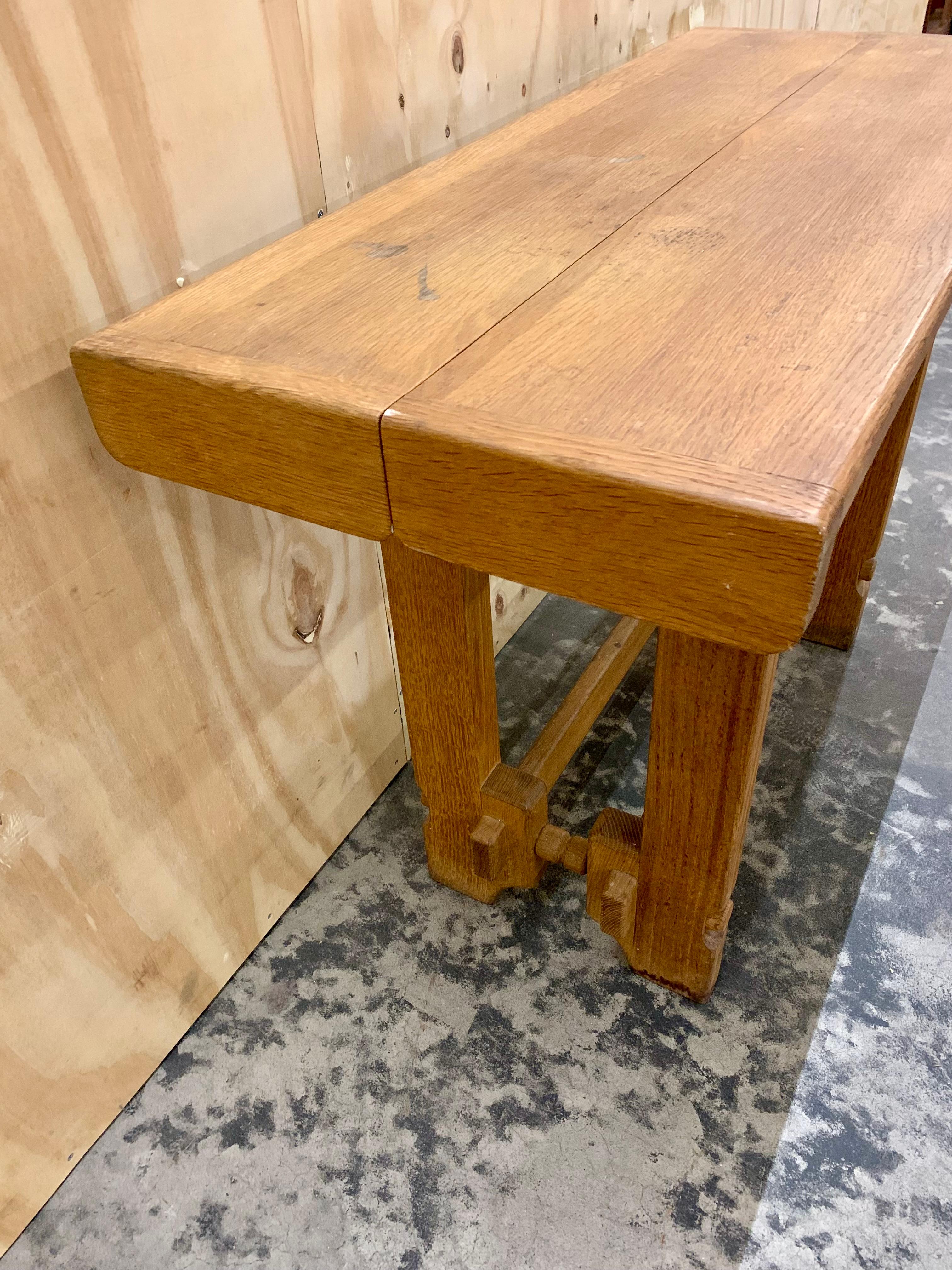 Guillerme & Chambron 1960s Oak Console For Sale 2