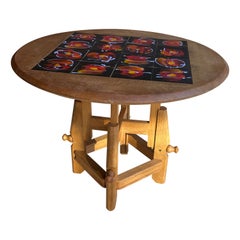 Guillerme & Chambron Adjustable Height Table, France, 1960's