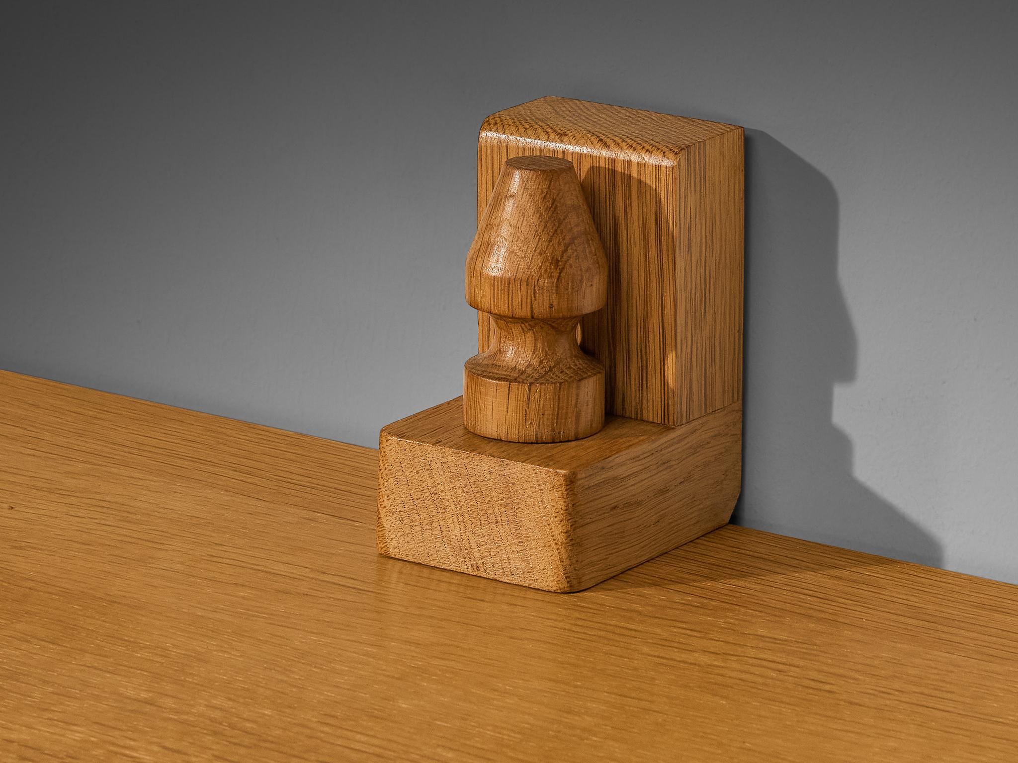 Guillerme & Chambron Angular Carved Sideboard in Solid Oak 1