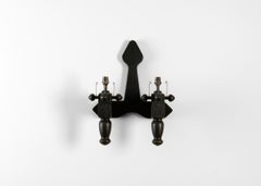 Guillerme & Chambron, Applique Jérome, Pair of Ebonized Sconces