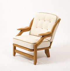 Guillerme & Chambron Armchairs in Oak and Wool, France 1960's