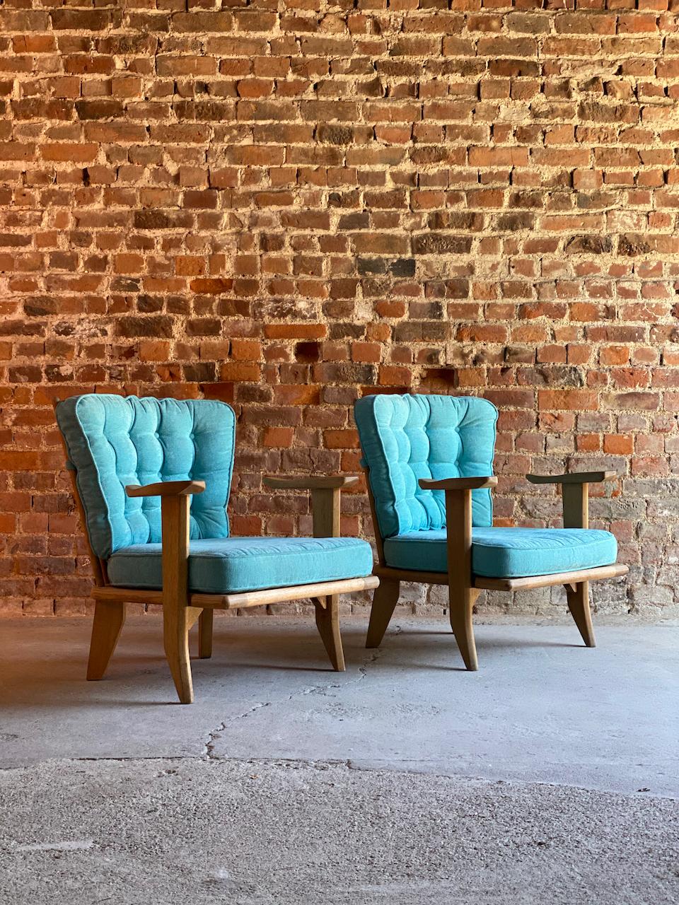 Guillerme & Chambron Armchairs Lounge Chairs, France, circa 1950s 4