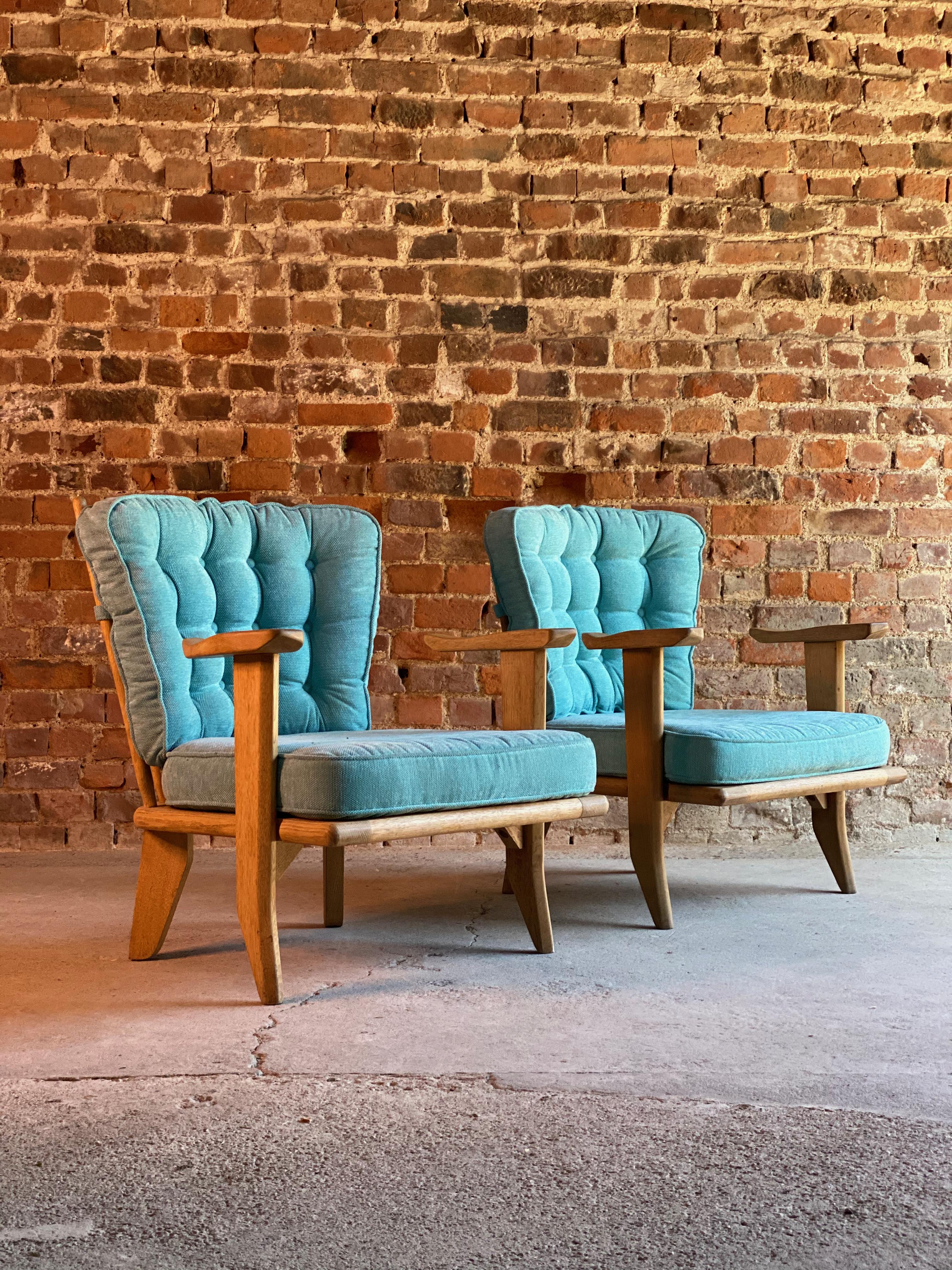 Mid-Century Modern Guillerme & Chambron Armchairs Lounge Chairs, France, circa 1950s