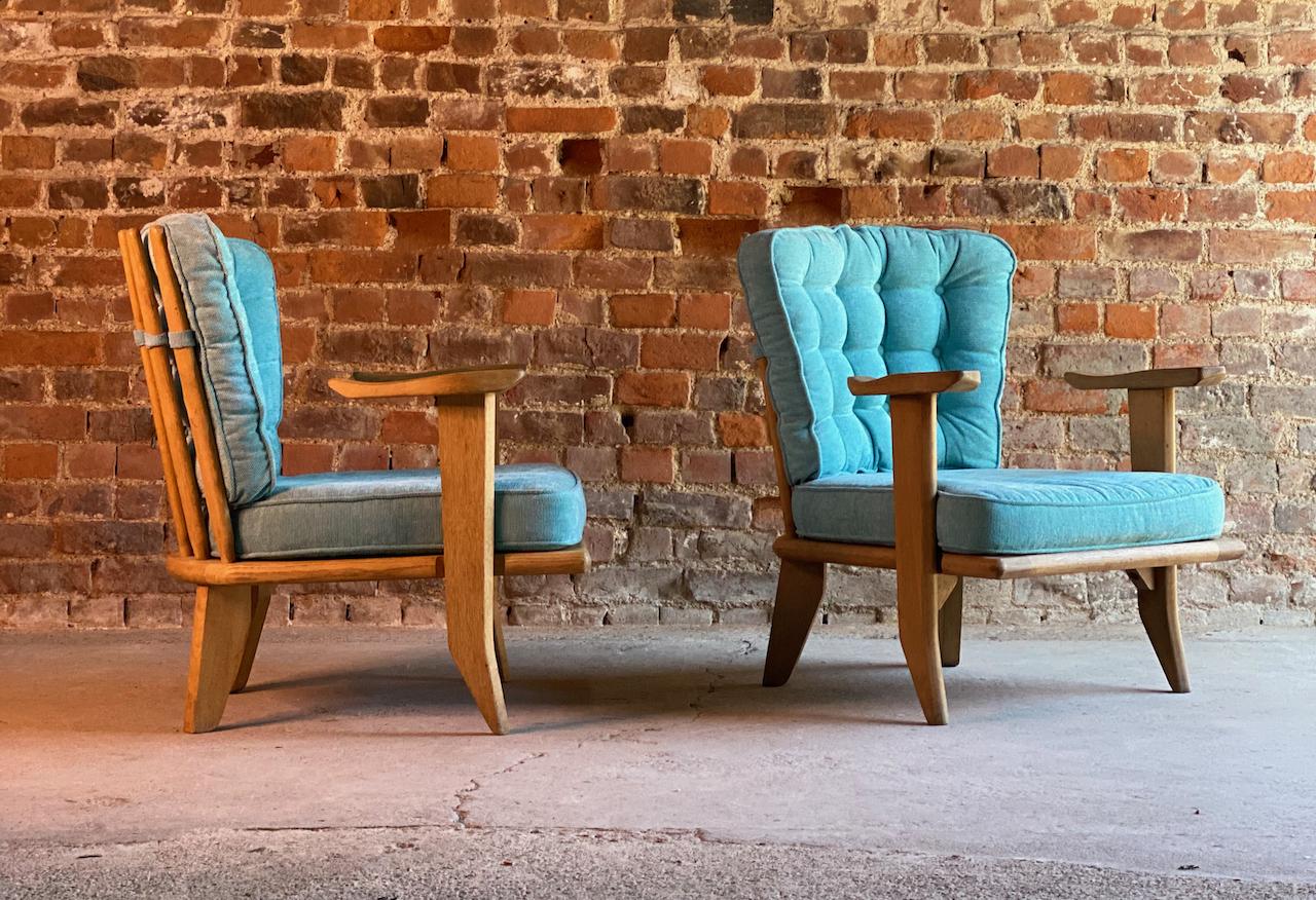 French Guillerme & Chambron Armchairs Lounge Chairs, France, circa 1950s