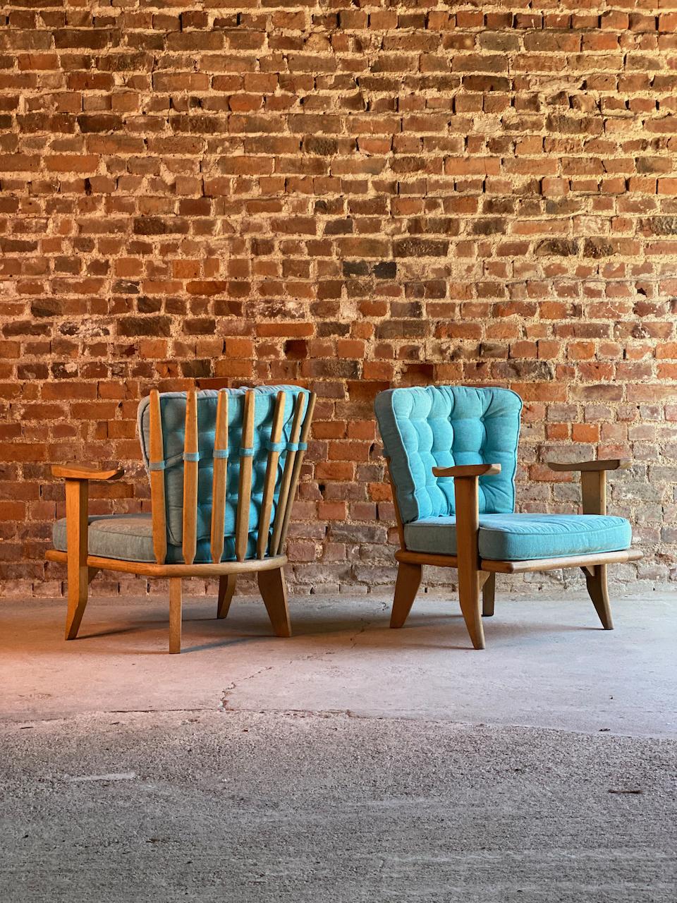 Mid-20th Century Guillerme & Chambron Armchairs Lounge Chairs, France, circa 1950s