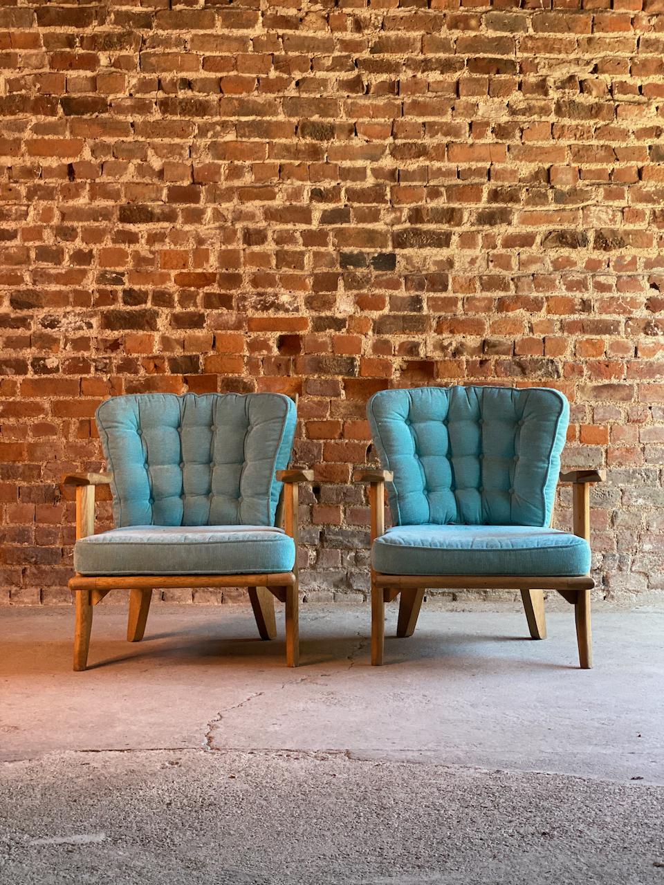 Guillerme & Chambron Armchairs Lounge Chairs, France, circa 1950s 1