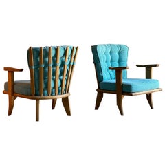 Guillerme & Chambron Armchairs Lounge Chairs, France, circa 1950s