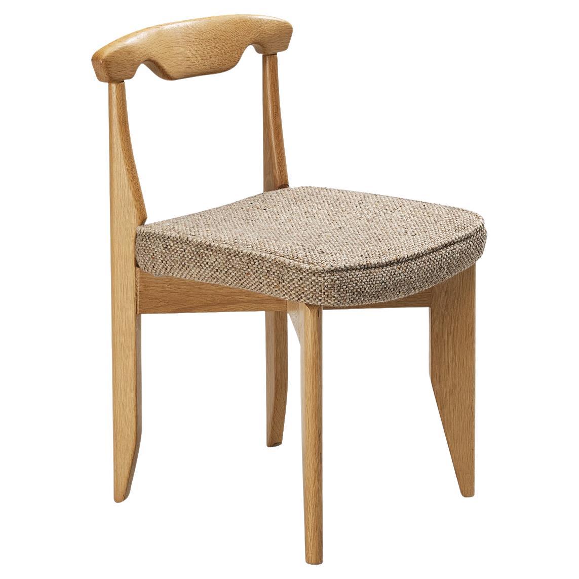 Guillerme & Chambron 'Aurelie' Dining Chair in Oak and Beige Wool For Sale