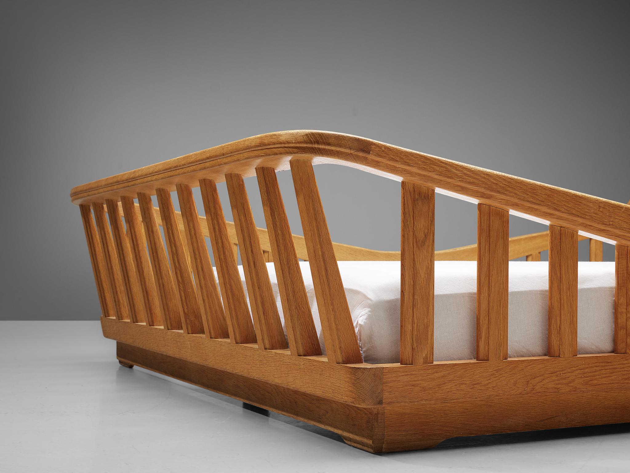 Mid-20th Century Guillerme & Chambron Bed in Solid Oak