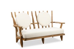 Guillerme & Chambron. Bench in blond oak. 1970s.