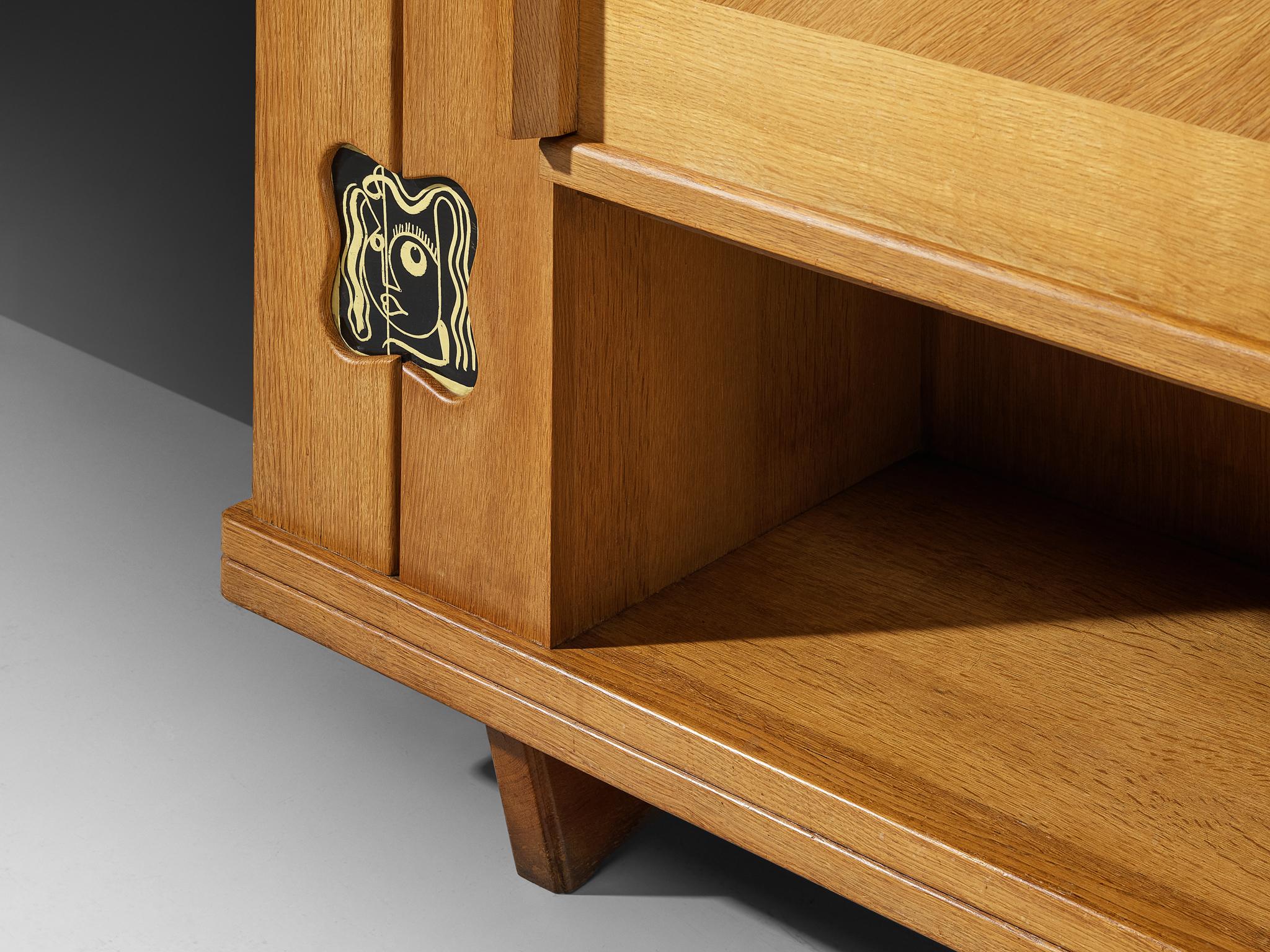 Guillerme & Chambron Buffet in Oak with Ceramic Details For Sale 2