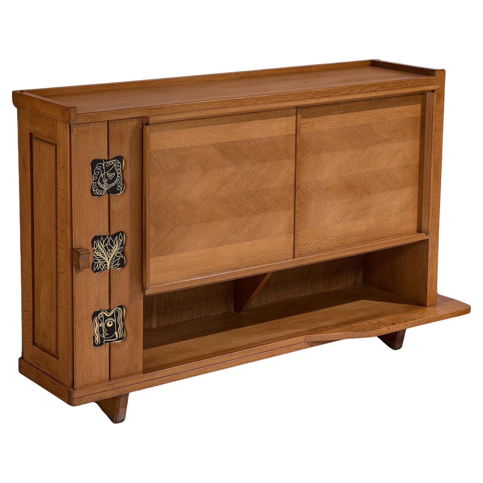 Guillerme & Chambron Buffet in Oak with Ceramic Details  For Sale