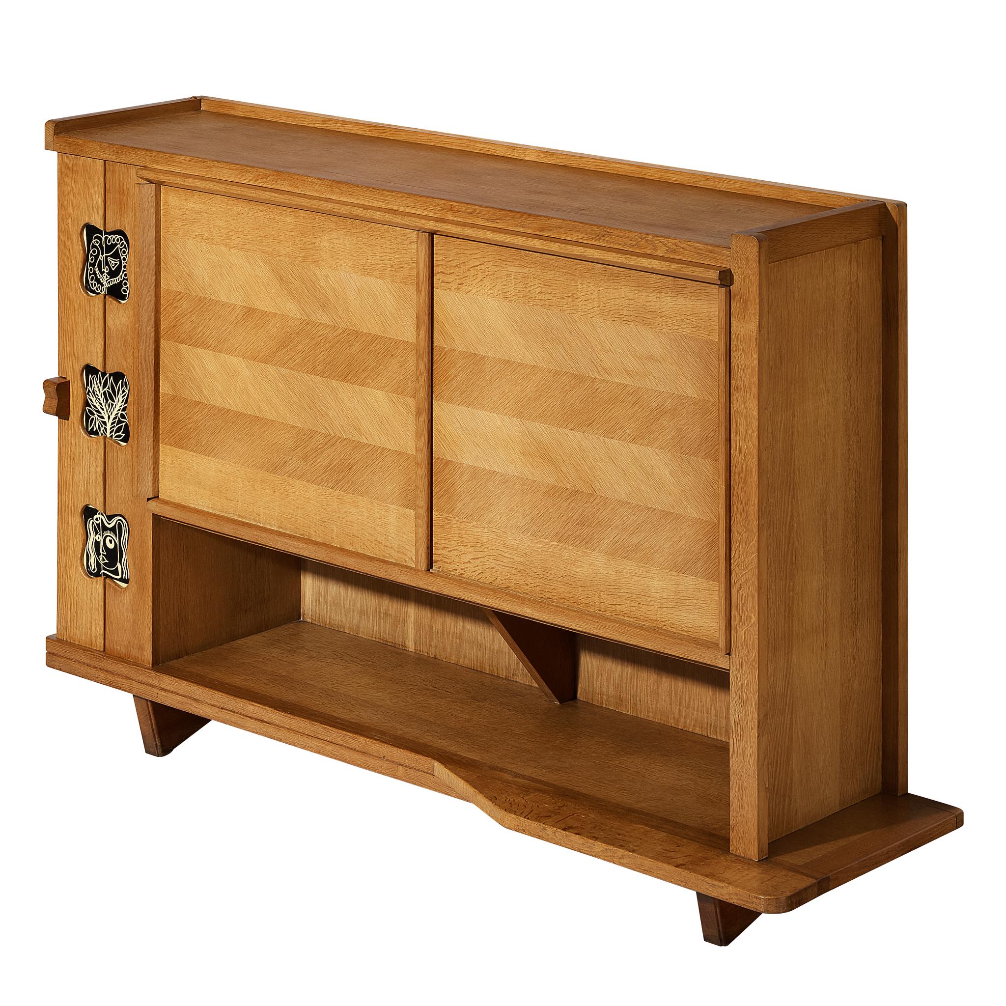 Guillerme & Chambron Buffet in Oak with Ceramic Details For Sale
