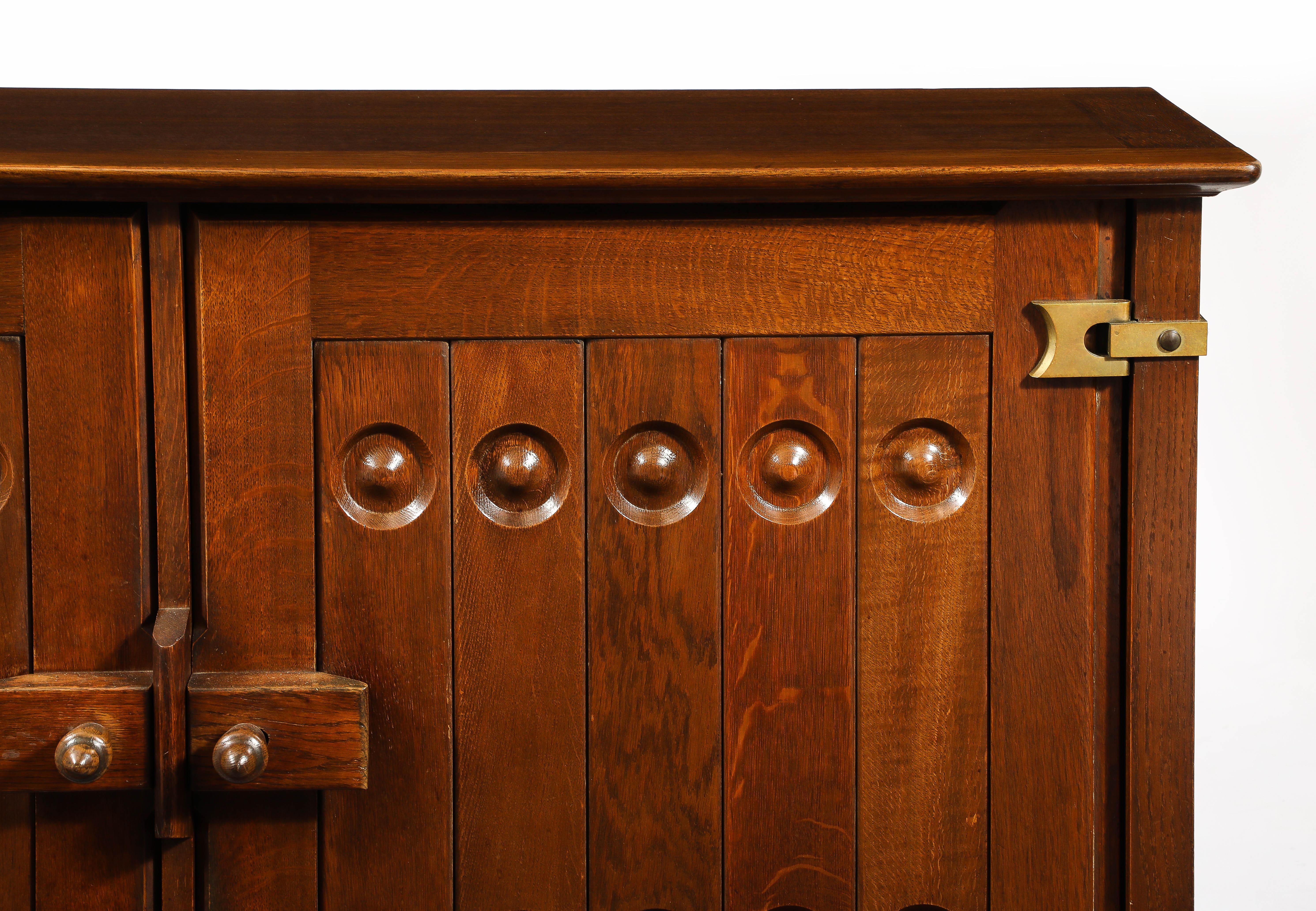 Brutalist Guillerme & Chambron Cabinet, France 1960's For Sale