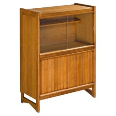 Guillerme & Chambron Cabinet in Solid Oak and Glass