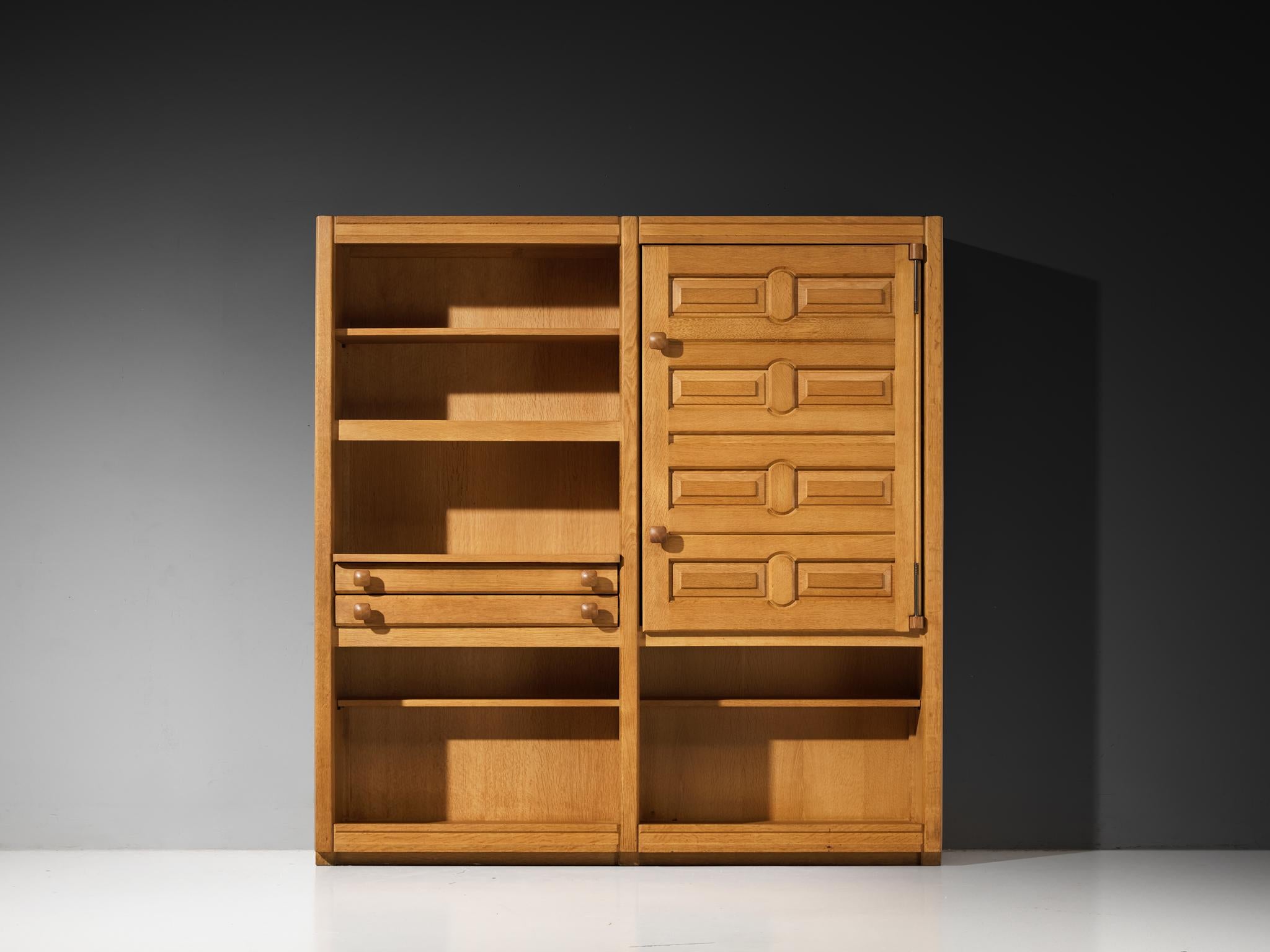 Mid-Century Modern Guillerme & Chambron Cabinet or Cupboard in Solid Oak For Sale