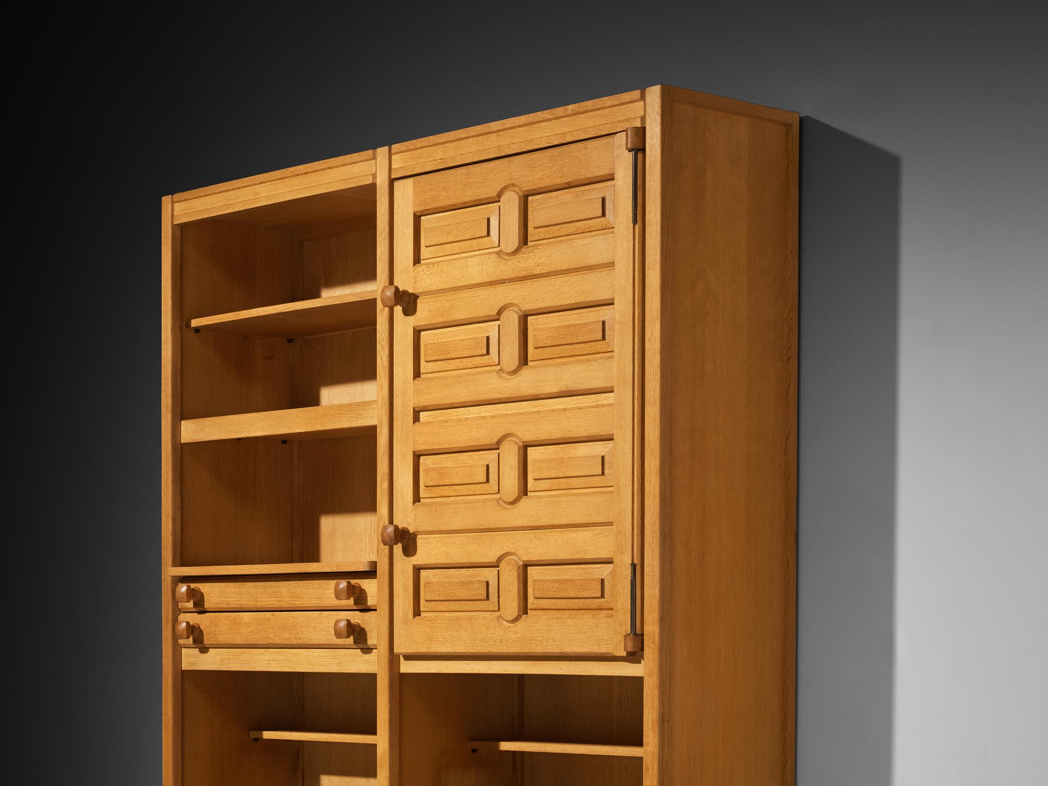 Mid-20th Century Guillerme & Chambron Cabinet or Cupboard in Solid Oak For Sale