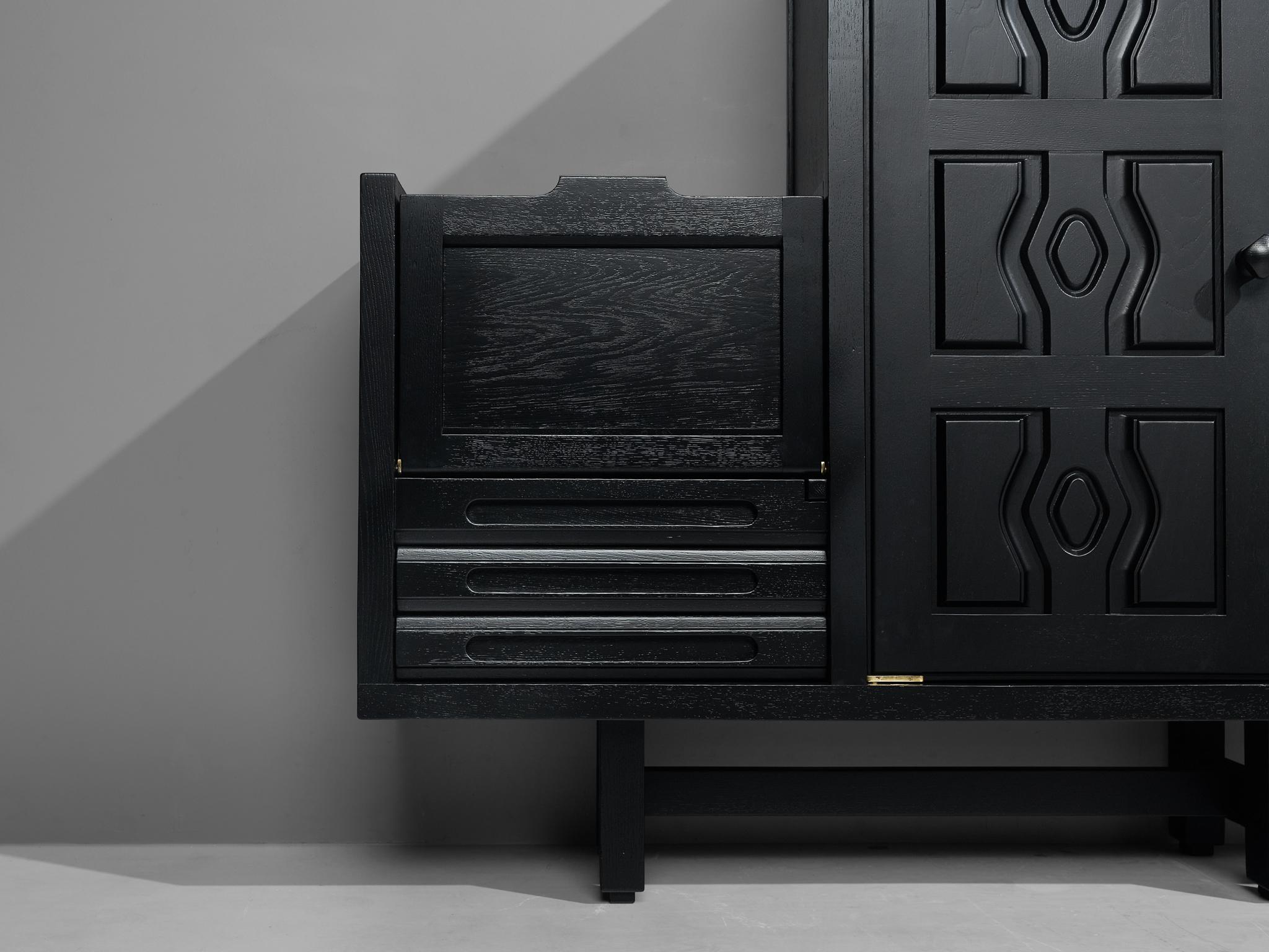 Guillerme & Chambron Cabinet 'Thierry' in Black Lacquered Oak 4