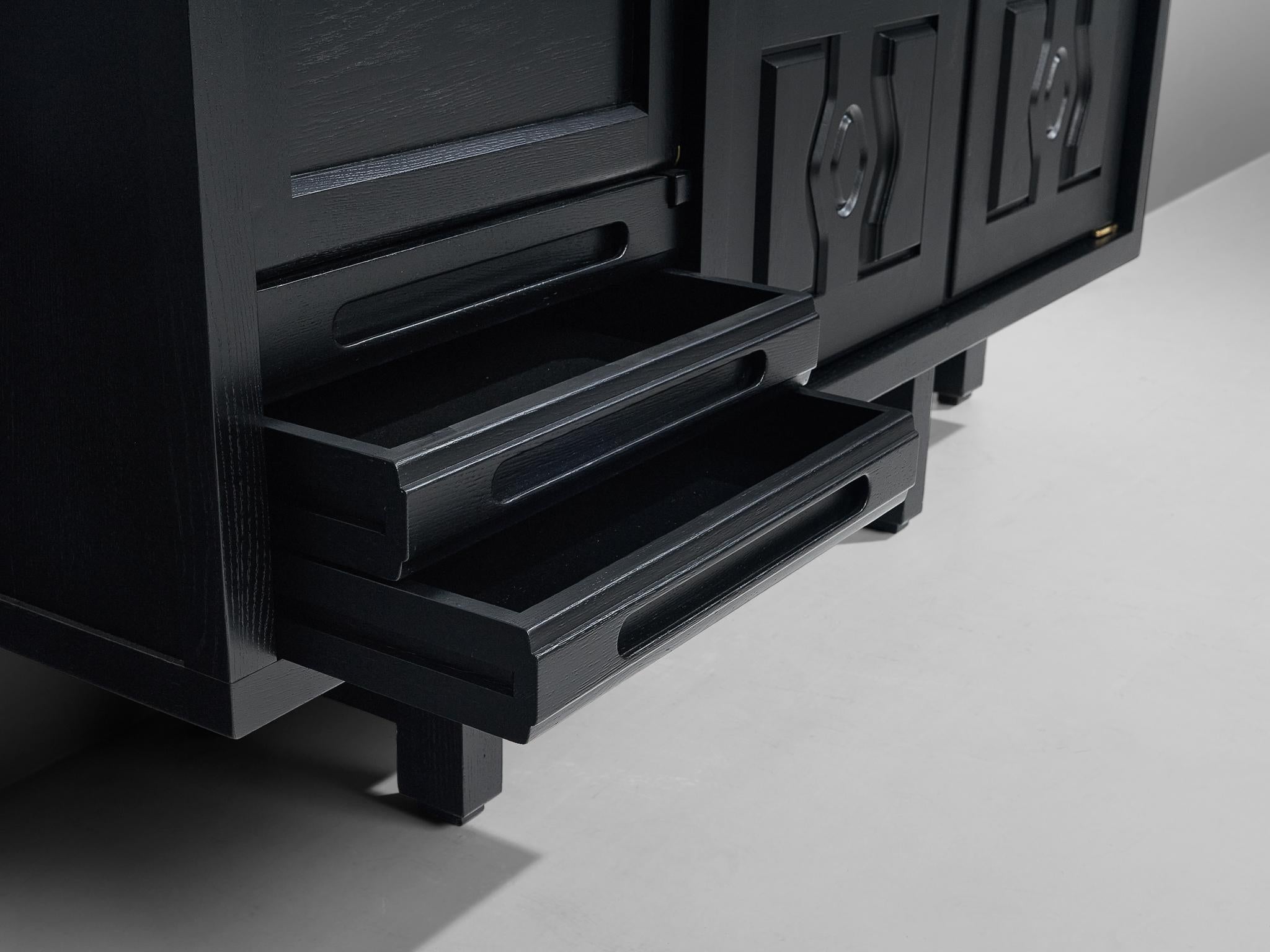 Guillerme & Chambron Cabinet 'Thierry' in Black Lacquered Oak 6