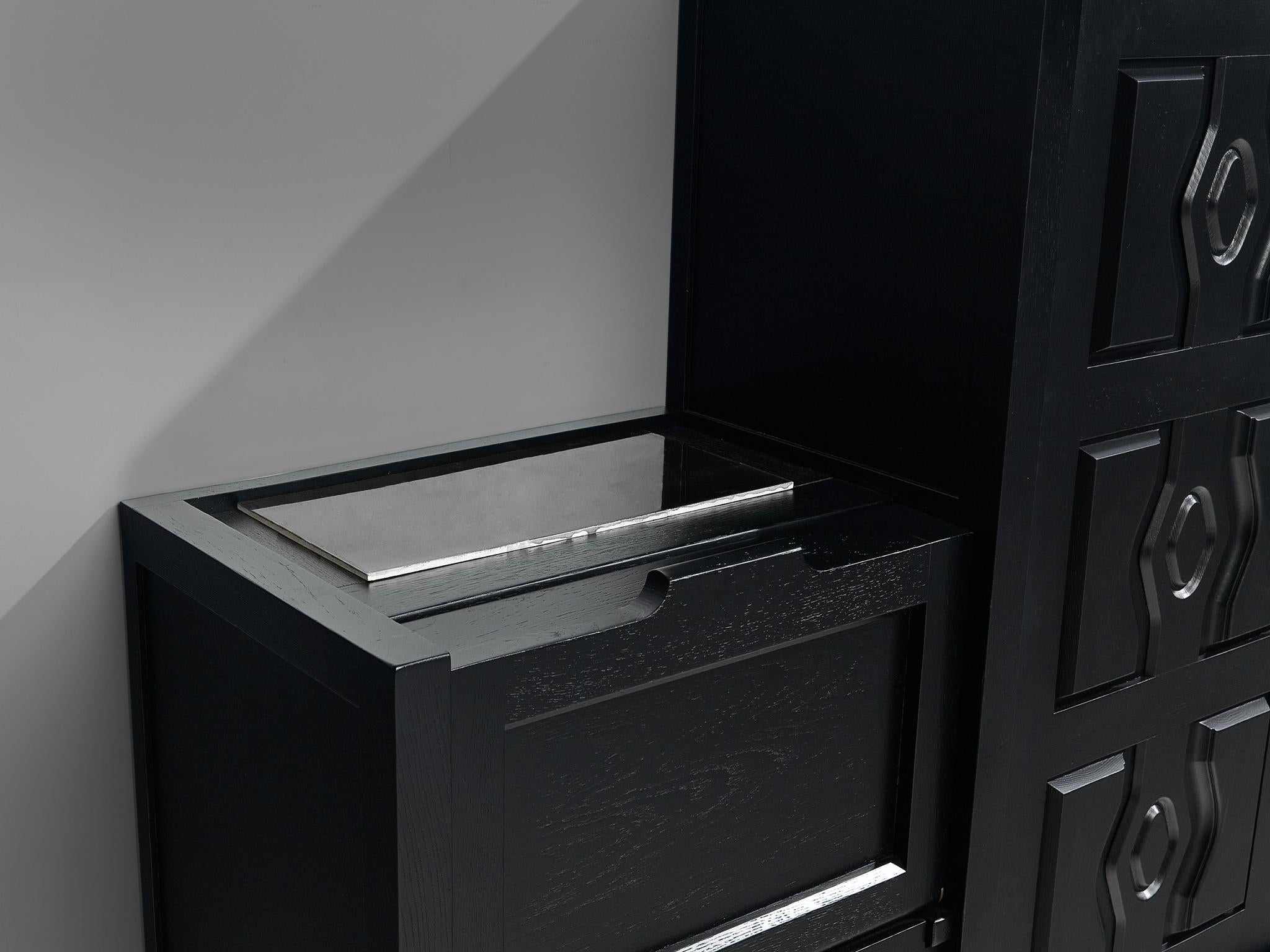 Guillerme & Chambron Cabinet 'Thierry' in Black Lacquered Oak In Good Condition In Waalwijk, NL