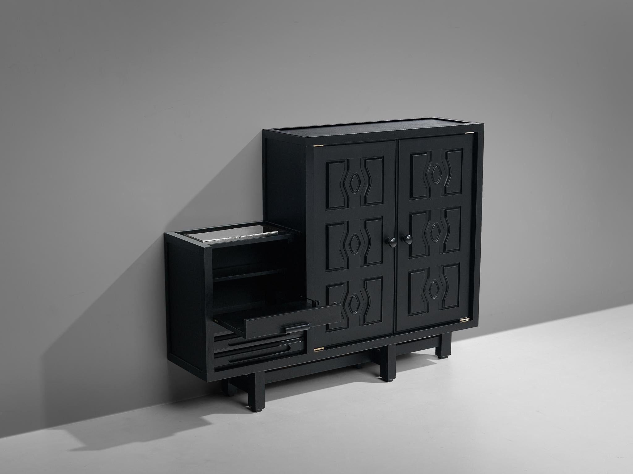 Guillerme & Chambron Cabinet 'Thierry' in Black Lacquered Oak 2