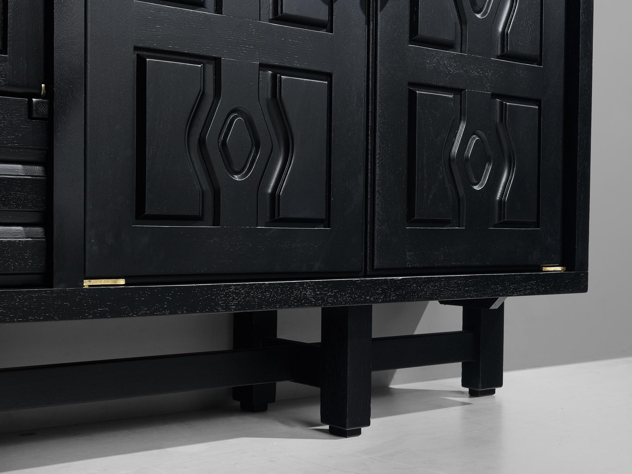 Guillerme & Chambron Cabinet 'Thierry' in Black Lacquered Oak 3