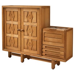 Guillerme & Chambron Cabinet 'Thierry' in Oak and Ceramic