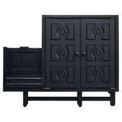 Guillerme & Chambron Cabinet 'Thierry' in Black Lacquered Oak