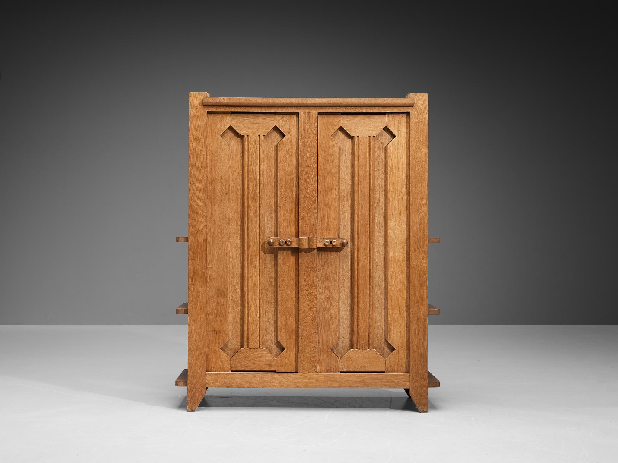 French Guillerme & Chambron Highboard with Graphical Doors in Oak